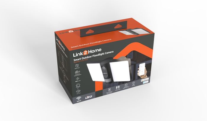 Link2Home Outdoor Floodlight with Camera, Alarm, and PIR â€ FloodlightCam Motion Sensor Home Security in the Garden, Garage, Car Park